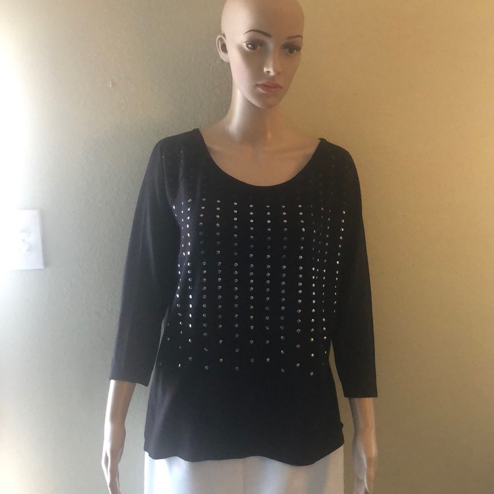 Black top with metallic design